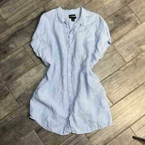Tahari blue linen dress women size 2X
